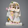 16 inch white marble Radha Krishna moorti with gold and colourful detailing for home temple