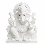White marble Ganesh Ji moorti for home temple and pooja room