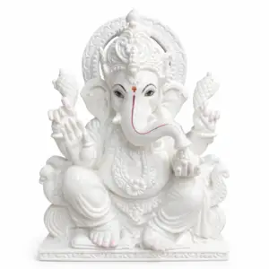 White marble Ganesh Ji moorti for home temple and pooja room