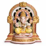 Marble Ganesh Ji moorti with temple arch for home temple and pooja room
