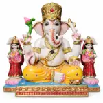 Ganesh Ji marble moorti with Riddhi Siddhi for home temple and pooja room