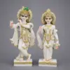 16 inch white marble Radha Krishna moorti with gold detailing for home temple