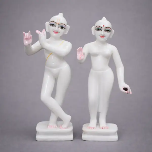 16 inch white marble Radha Krishna moorti for home temple