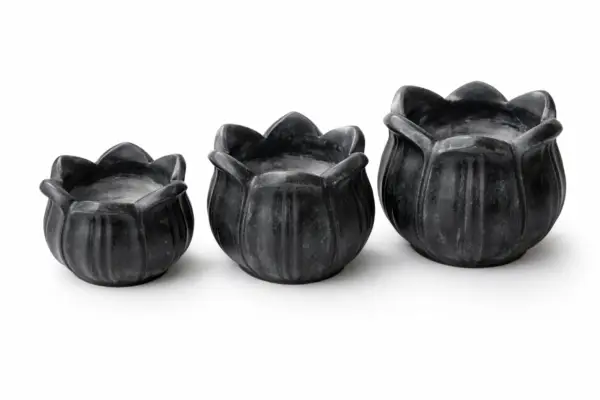 Black marble lotus tea light candle holders for home décor