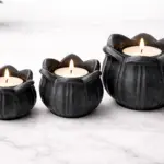 Black marble lotus tea light candle holders for home décor